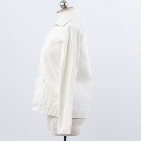 Vintage 90s S 100% Cotton Crisp Heavy Jacket White - Picture 7 of 14